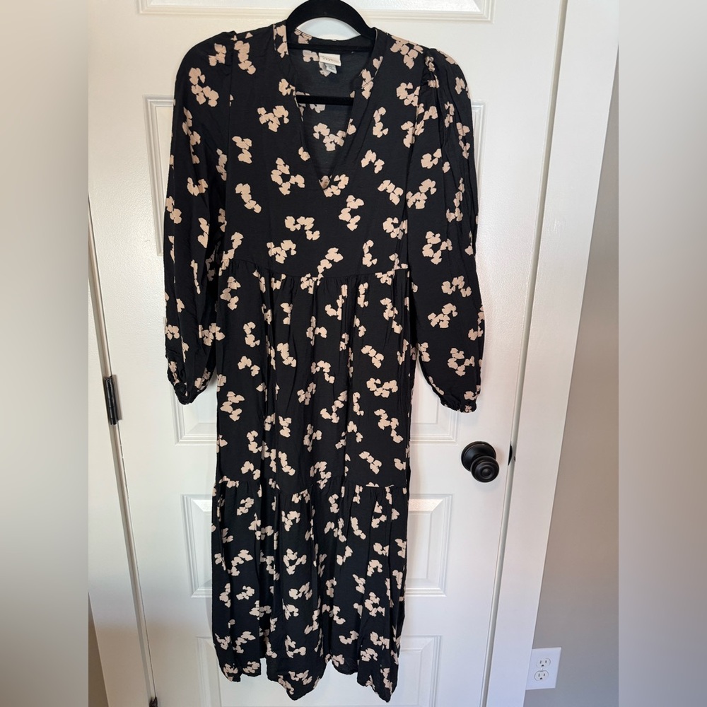 a new day Black and Cream Floral Long Sleeve Dress